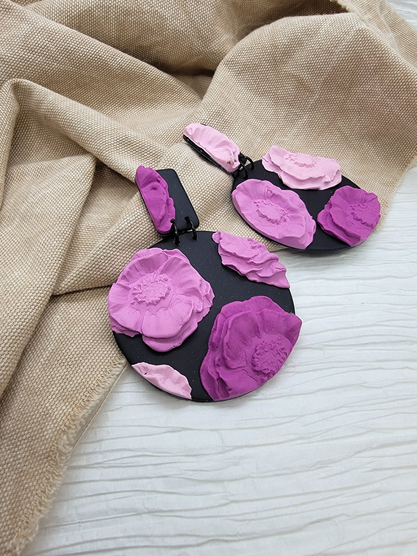 Textured pink flower dangles