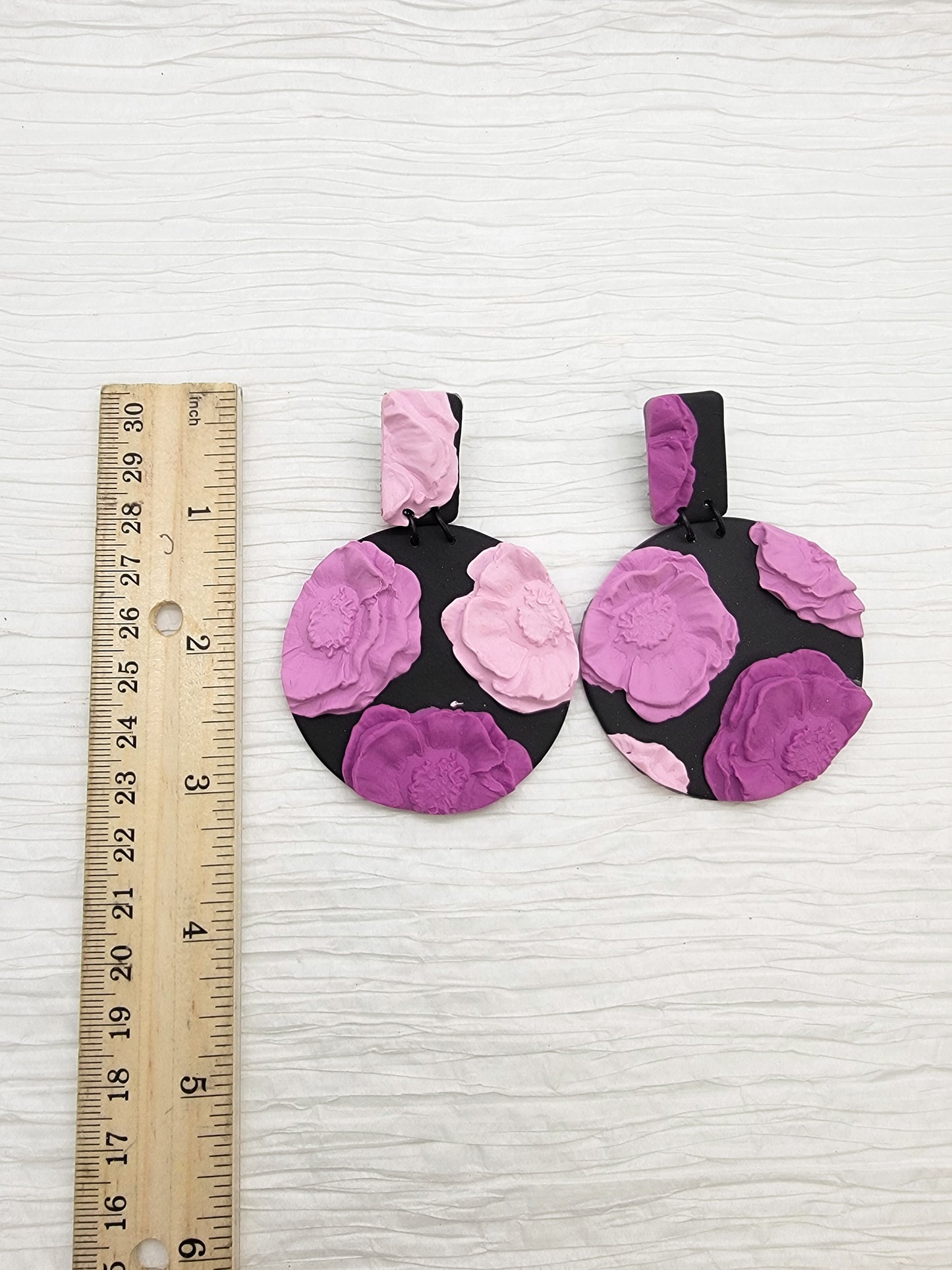 Textured pink flower dangles